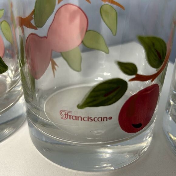 Franciscan Double Old Fashioned Whisky 12 oz Glass Set of 3 Apples - Picture 2 of 6